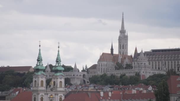 Старый Исторический Район Западной Стороне Будапешта Венгрия — стоковое видео
