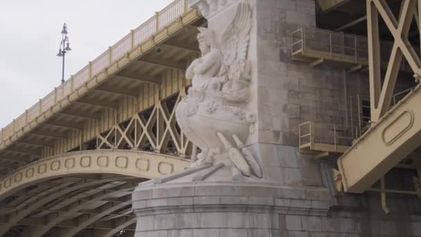 Fechar Detalhes Ponte Margaret Budapeste Hungria — Vídeo de Stock