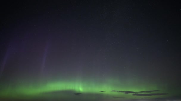 Aurora Borealis Brille Dans Nuit Étoilée Temps Écoulé — Video