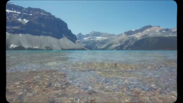 Голубая Вода Озера Боу Канадских Скалистых Горах Винтажный Фильм — стоковое видео