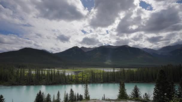 Epische Tijdspanne Boven Bow River Valley Banff National Park Canada — Stockvideo