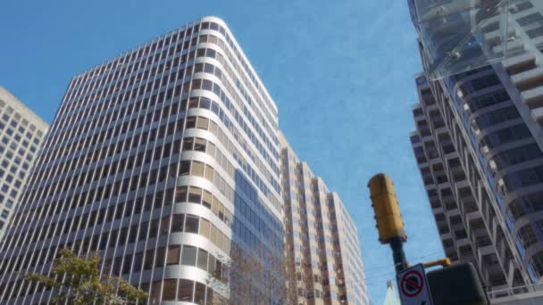 Vancouver Kanada Şehir Merkezindeki Modern Ofis Binaları Yavaş Çekim — Stok video