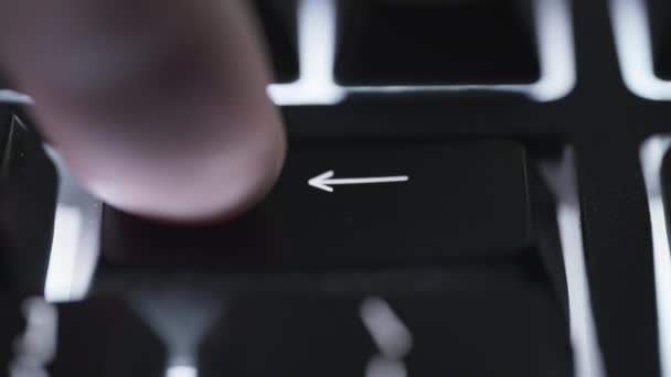 Pressing Holding Backspace Key Black Computer Keyboard Close — Stock Video