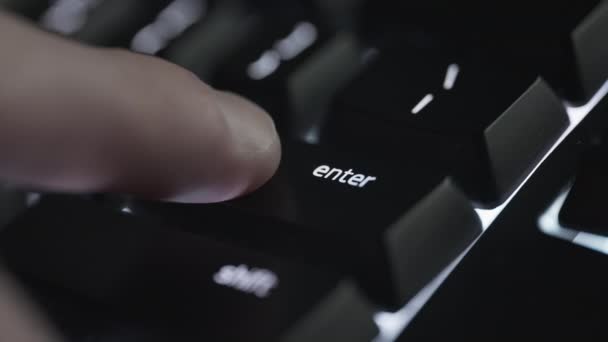 Pressing Enter Button Black Computer Keyboard Close — Stock Video