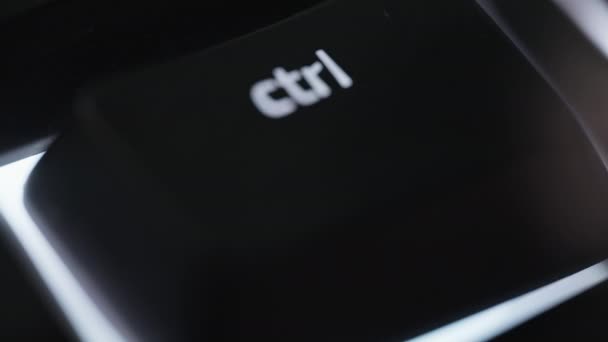 Pressing Holding Ctrl Button Black Computer Keyboard Close — Stock Video