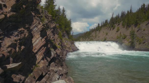 Scenic Bow Falls Banff National Park Canada Langzame Beweging — Stockvideo