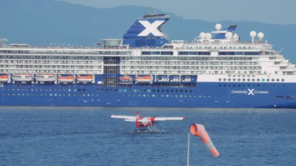 Vancouver Canadá Setembro 2023 Cruzeiro Avião Marítimo Porto Vancouver Movimento — Vídeo de Stock