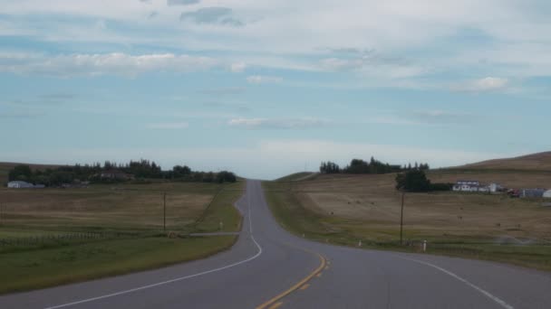 Driving Small Villages Southern Alberta Canada Slow Motion — Stock Video