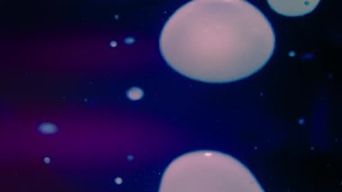 Soyut lav kabarcıkları mor ve mavi arkaplanda yüzüyor. Yavaş çekim. 