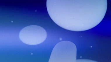 Soyut lav kabarcıkları mavi bir zeminde sıvı içinde yüzerler. Yavaş çekim. 