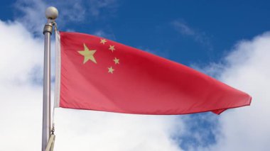 Bulutlu gökyüzüne karşı rüzgarda dalgalanan Belçika bayrağı. Yavaş çekim.