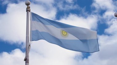 Bulutlu gökyüzüne karşı rüzgarda dalgalanan Belçika bayrağı. Yavaş çekim.