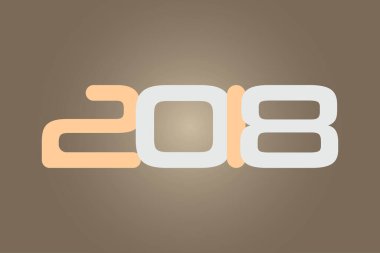 Yıl 2018 sayısal tipografi gradyan renk arkaplanı üzerinde metin vektör tasarımı. 2018 tarihi takvim yılı logo şablonu tasarımı. 
