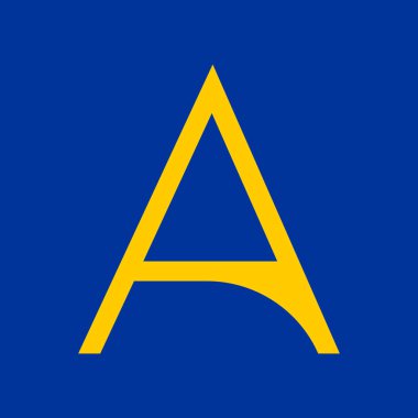 Harf A tipografi logosu tasarım şablonu ögesi. Logo, sembol, imza ve şirketin kimliği için kullan. Sarı harf Koyu mavi arkaplanda bir metin t-shirt vektör tasarımı. 