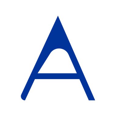 Harf A tipografi logosu tasarım şablonu ögesi. Logo, sembol, imza ve şirketin kimliği için kullan. Beyaz arkaplanda mavi harf A metin tişört vektör tasarımı. 