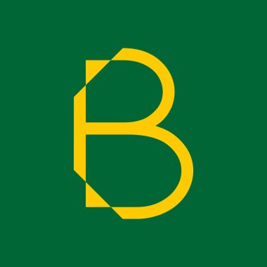 B harfi tipografi logosu tasarım şablonu ögesi. Logo, sembol, imza ve şirketin kimliği için kullan. Yeşil arkaplanda sarı harf B metin t-shirt vektör tasarımı. 