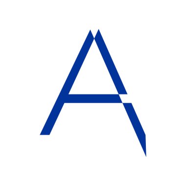 Harf A tipografi logosu tasarım şablonu ögesi. Logo, sembol, imza ve şirketin kimliği için kullan. Beyaz arkaplanda mavi harf A metin tişört vektör tasarımı. 
