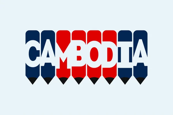 Cambodge Texte Avec Stylo Symbole Idées Créatives Design Image Vectorielle — Image vectorielle