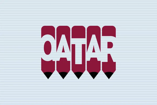 Qatar Texte Avec Crayon Symbole Idées Créatives Design Qatar Drapeau — Image vectorielle