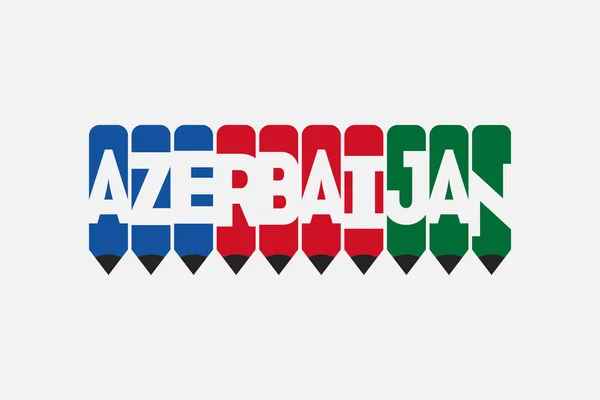 Azerbaijan Text Pencil Symbol Creative Ideas Design Azerbaijan Flag Color — Stock Vector