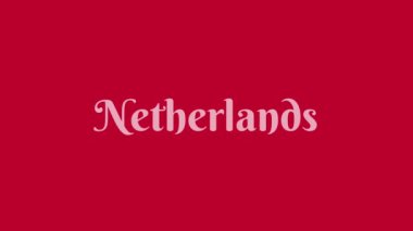 Hollanda tipografisi hareketli görüntüleri canlandırdı. Avrupa ülkesi Hollanda metni. 