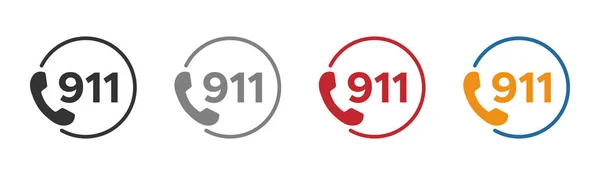 Ícones Vetor Número Chamada Emergência 911 — Vetor de Stock