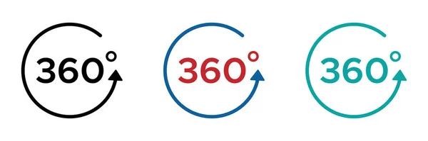 360 Grados Signos Vectoriales Establecidos Iconos Vector Vista Ángulo 360 — Vector de stock