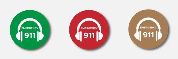 911 acil çağrı numarası gölgeli düz vektör simgeleri