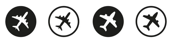 Repülőgép Vektor Ikonok Egyszerű Repülési Szállítóvektor Szimbólumok — Stock Vector