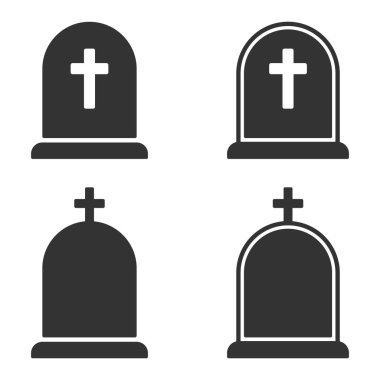 Tombstone düz vektör simgeleri. Mezar simgeleri ayarlandı