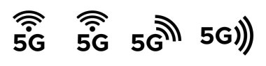 Beyaz arkaplanda 5G vektör simgeleri izole edildi