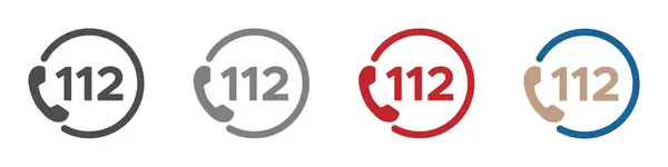 112 acil çağrı düz grafik vektör simgeleri ayarlandı