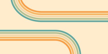 Gökkuşağı harika Wavy Line vektör tasarımının soyut arka planı. 1970 'lerin Hippi Retro tarzı