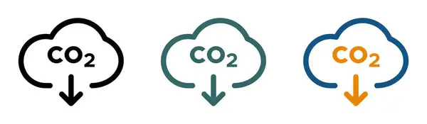 CO2 emisyon vektör simgeleri ayarlandı