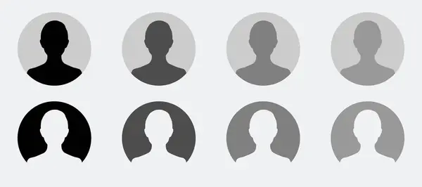 Farklı gölgeler düz dizaynlı vektör avatar kullanıcı simgesi. Erkek ve kadın vektör profili işaretleri