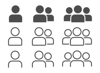 Kullanıcı avatar profili düz simgeler ayarlandı. Arkadaş vektör simgesi tasarımları