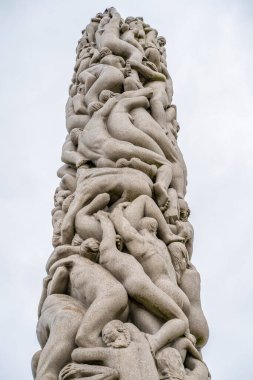 The Monolith, sculpture by Gustav Vigeland in the Vigeland park in the city of Oslo, Norway