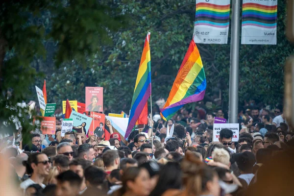Manifestación Orgullo Gay Madrid Durante Verano 2022 Con Día Soleado — Foto de Stock