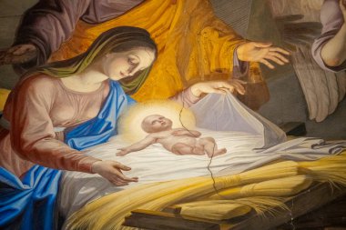 Florencia, Italy- 16 Ocak 2023: Medici Şapelleri San Lorenzo 'nun anıtsal kompleksinin bir parçasıdır, Toskana Büyük Dükleri' nin mahzenleri, heykeller, tablolar ve freskler.