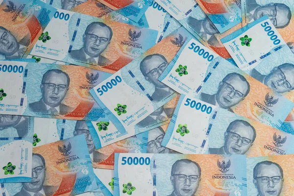 最新和最新的2022年印尼盾货币50 000卢比的背景结构 — 图库照片