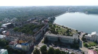 Havadan görünümü Katedrali, göl, quay Ternopil Ukrayna