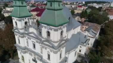 Havadan görünümü Katedrali, göl, quay Ternopil Ukrayna