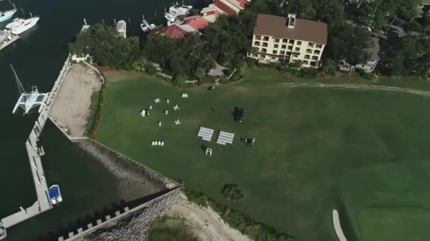 Luftaufnahme Der Bucht Des Yachtclubs — Stockvideo