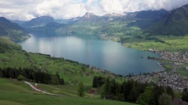 Hava görüntüsü Lucerne Gölü, İsviçre Alpleri, Villa Honegg Oteli 2
