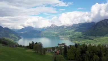 Hava görüntüsü Lucerne Gölü, İsviçre Alpleri, Villa Honegg Oteli 2