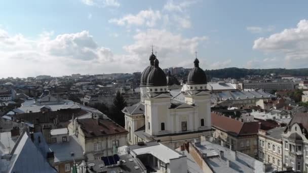 Luftaufnahme Des Historischen Stadtzentrums Von Lviv Ukraine — Stockvideo