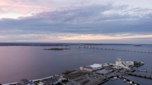Aerial Drone Footage Newport Rhode Island Samudera Atlantik — Stok Video