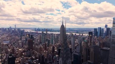 New York Citys Hudson Yards 'ın havadan görüntüsü. Manhattan şehir merkezi..