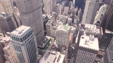 New York Citys Hudson Yards 'ın havadan görüntüsü. Manhattan şehir merkezi..