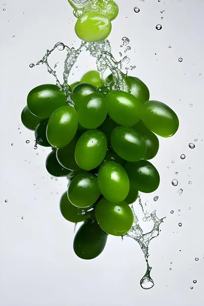 Green White Water Drops Black Background — Foto de Stock